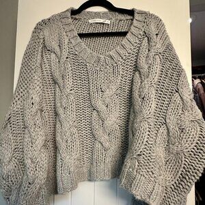 Altar'd State- Oversize Grey Cable Knit Sweater -Size M